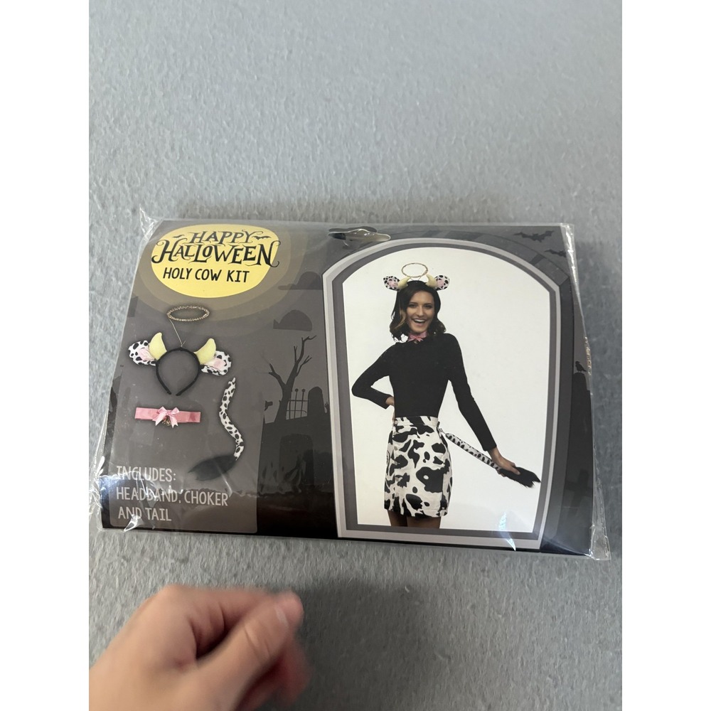 Halloween Holy Cow Costume‎ Kit Adult One Size M&J Headband Choker Tail KEY710